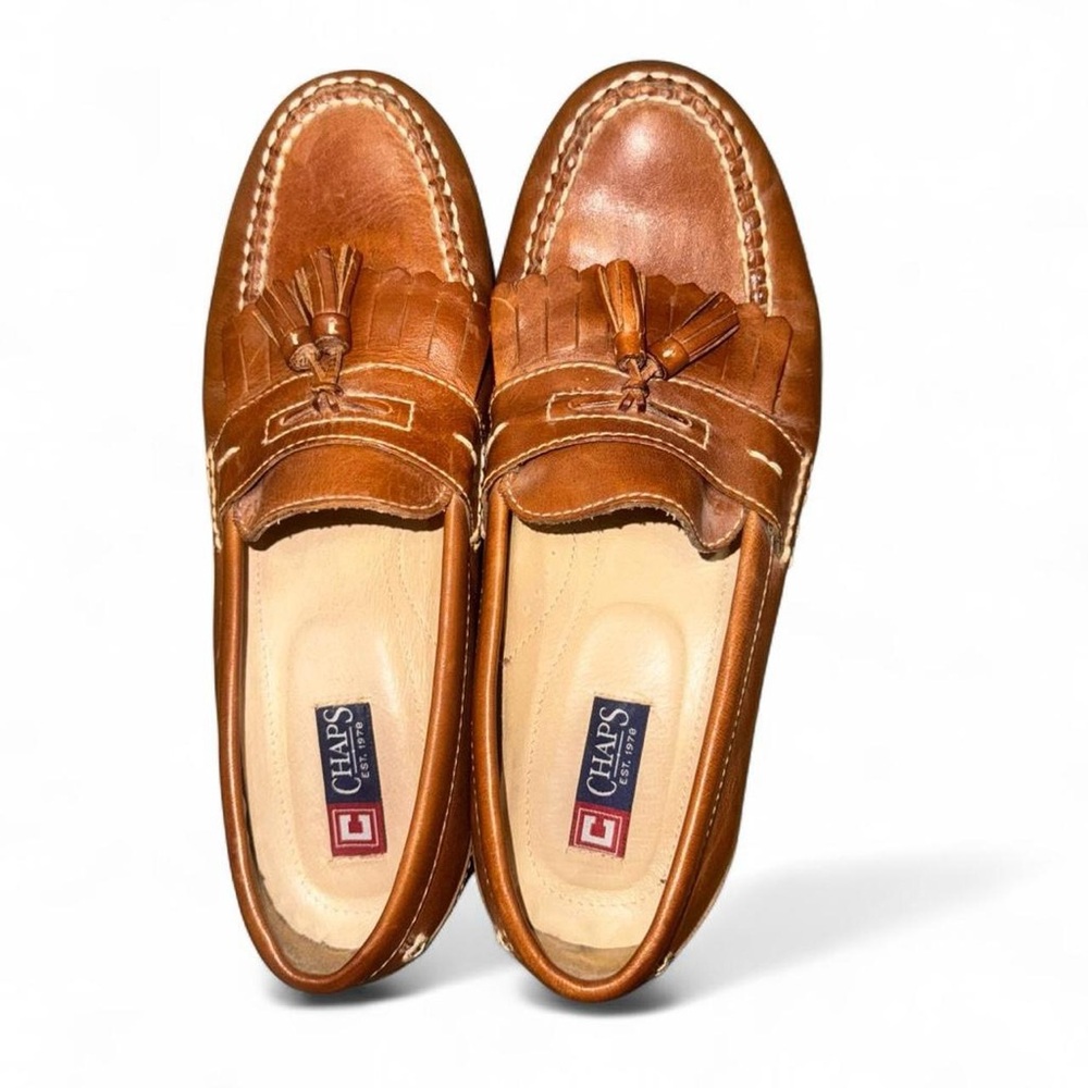 Chaps Men's Tan Leather Loafers Size 10